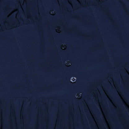 Ruched Bust Button Front Puff Sleeve Corset Fit and Flare Mini Dress