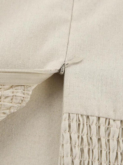 Strapless Linen-Blend Column Midi Dress