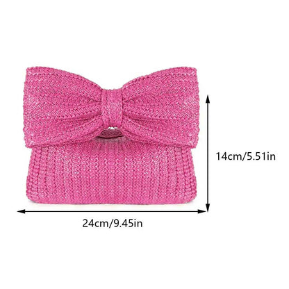 Straw Woven Bow Purse Wristlet
