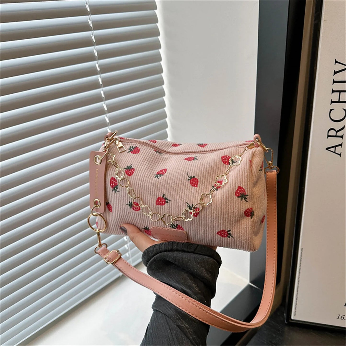 Strawberry Corduroy Mini Crossbody