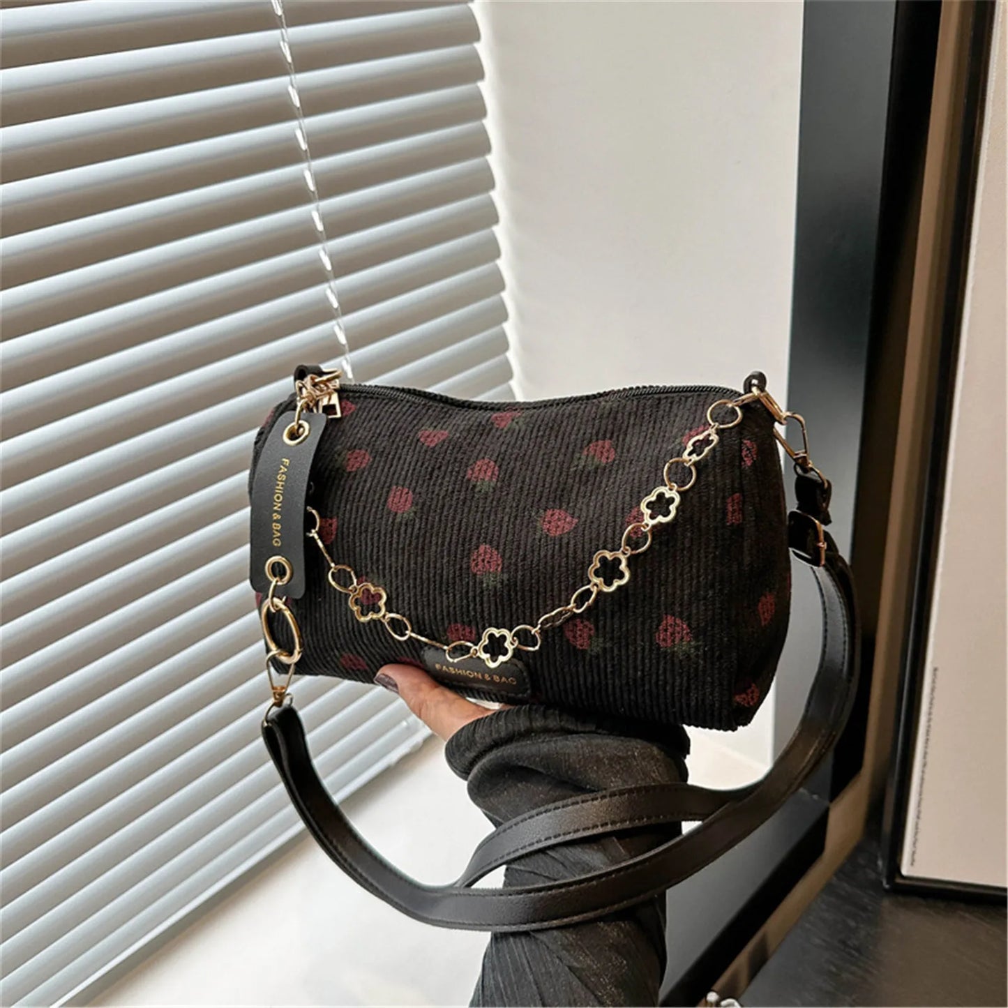 Strawberry Corduroy Mini Crossbody
