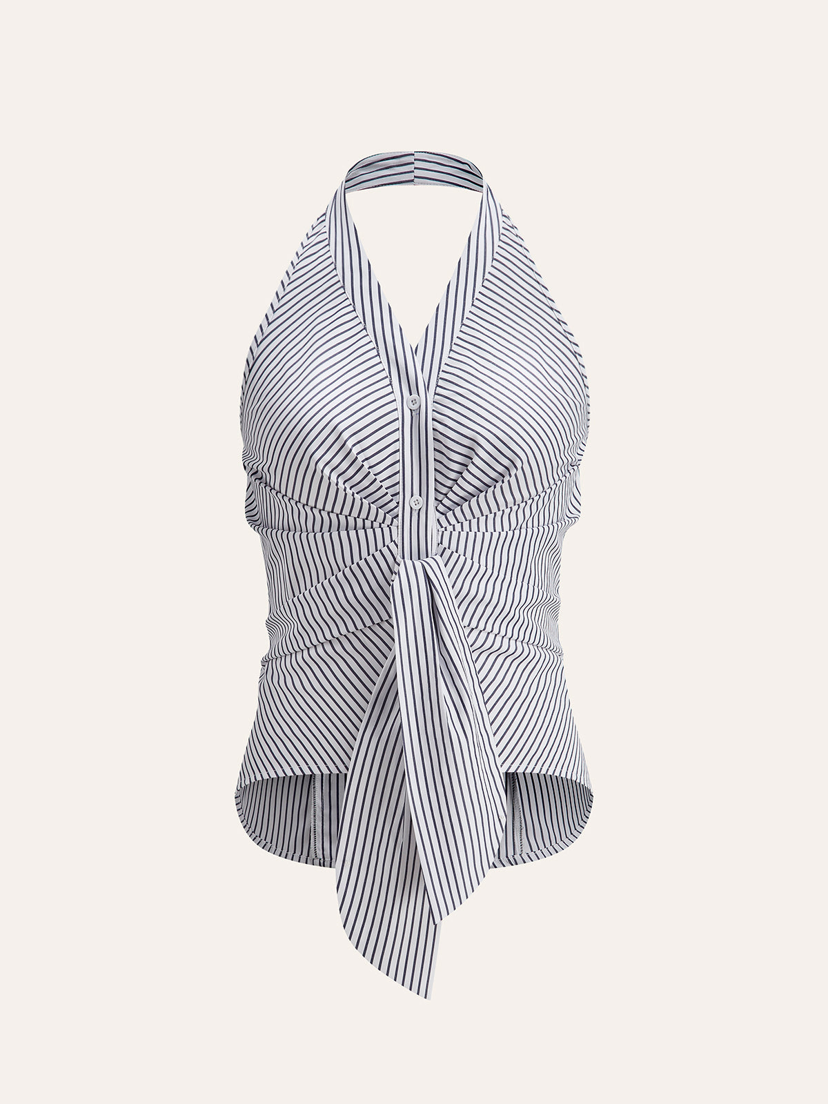 Striped Halter Top for Women – Summer V-Neck Sleeveless Blouse in Breathable Polyester