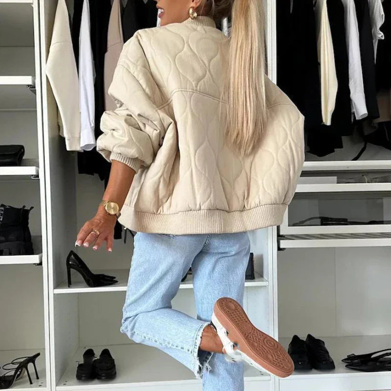 Stylish Women's Bomber Jacket with Soft Lining – Lightweight, Versatile Outerwear in Khaki, Grey, and Black