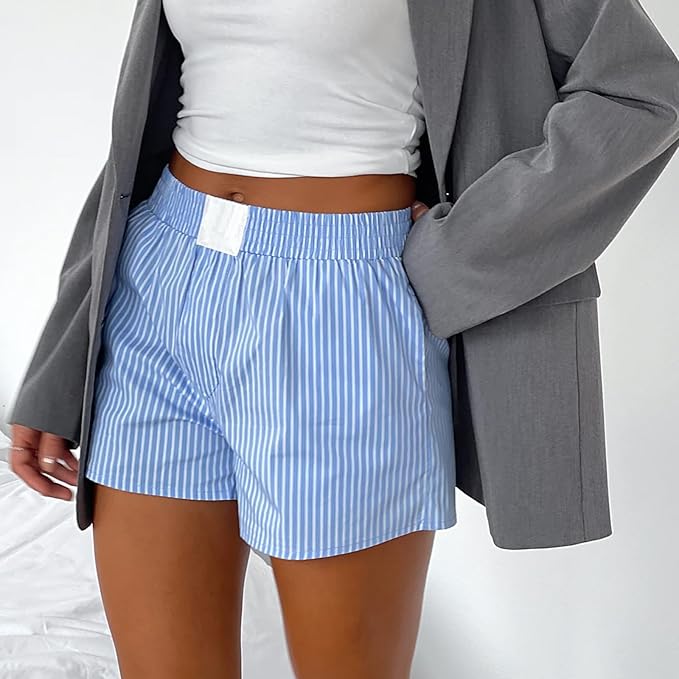 Stylish Women's Striped Shorts – Comfortable Fit with Elastic Waistband