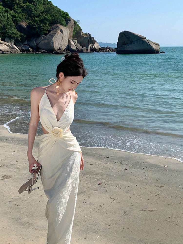 Sultry Cutout Halter Dress Elegant Beach & Birthday Party Fit