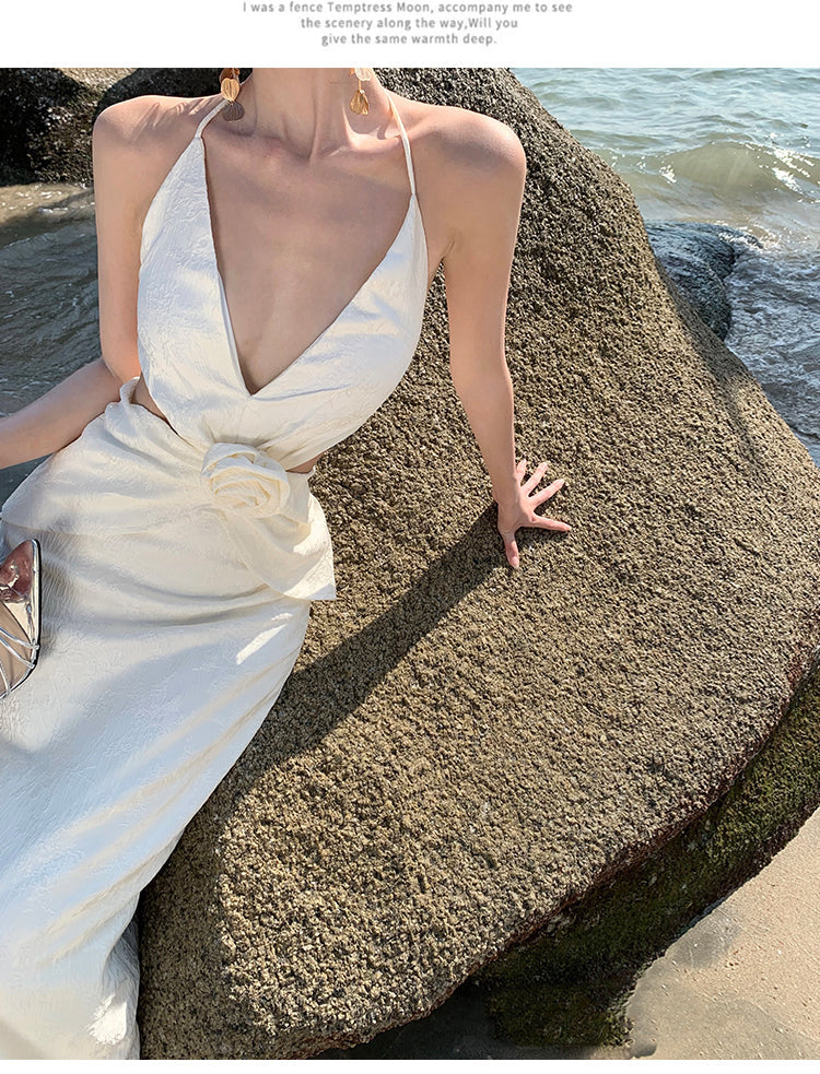 Sultry Cutout Halter Dress Elegant Beach & Birthday Party Fit