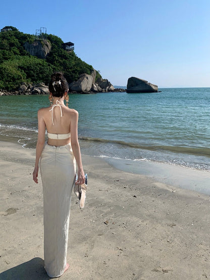 Sultry Cutout Halter Dress Elegant Beach & Birthday Party Fit