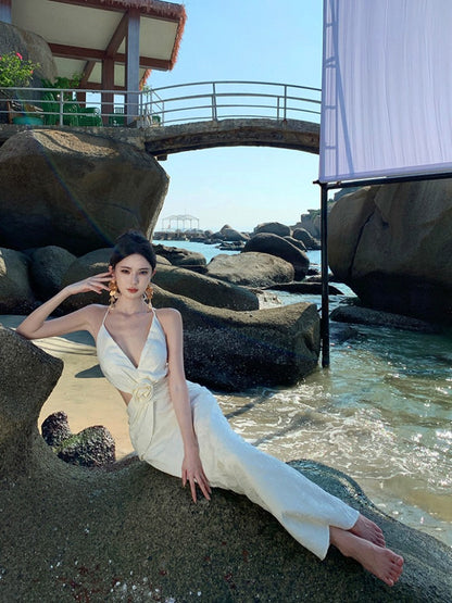 Sultry Cutout Halter Dress Elegant Beach & Birthday Party Fit