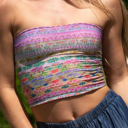 Boho Bandeau Off-Shoulder Preppy Tube Crop Top
