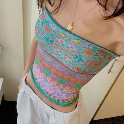 Boho Bandeau Off-Shoulder Preppy Tube Crop Top