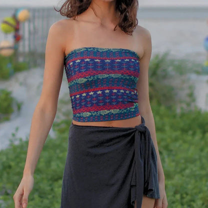 Boho Bandeau Off-Shoulder Preppy Tube Crop Top