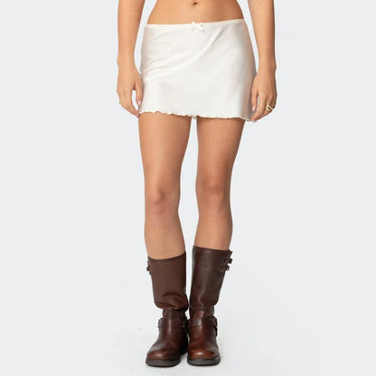 Satin Solid Low Waist Skirt