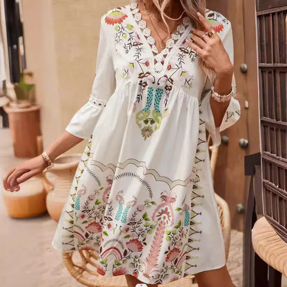 Boho V-neck Floral Party Dress