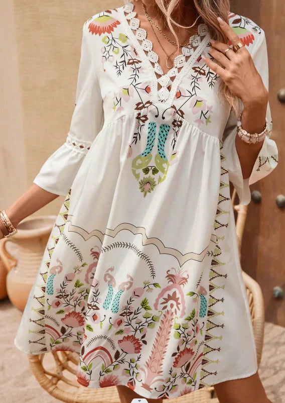 Boho V-neck Floral Party Dress