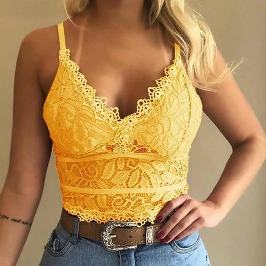 Candy Color Lace V-Neck Camisole Plus Size Bralette Vest
