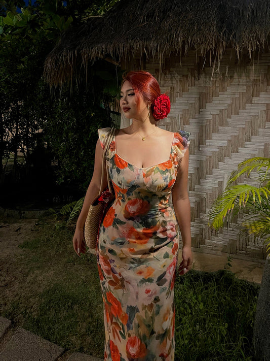 Retro Floral Maxi Dress
