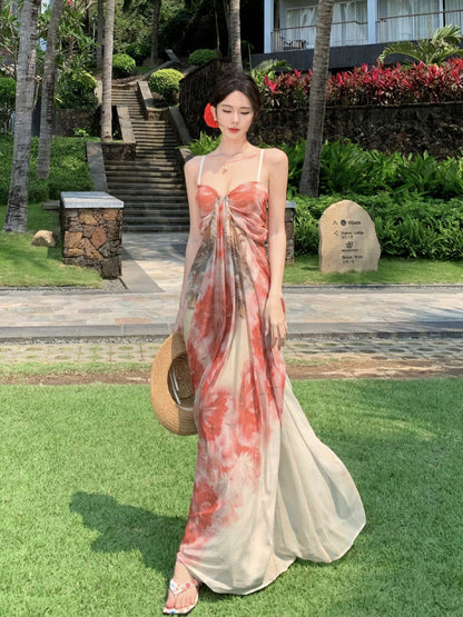 Goddess Floral Beach Vacation Dress