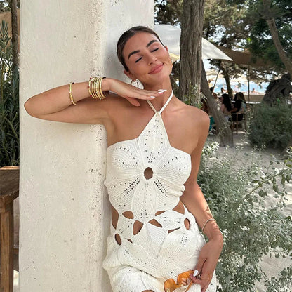 Summer Crochet Set – Halter Top and Mini Skirt for Boho Chic Style