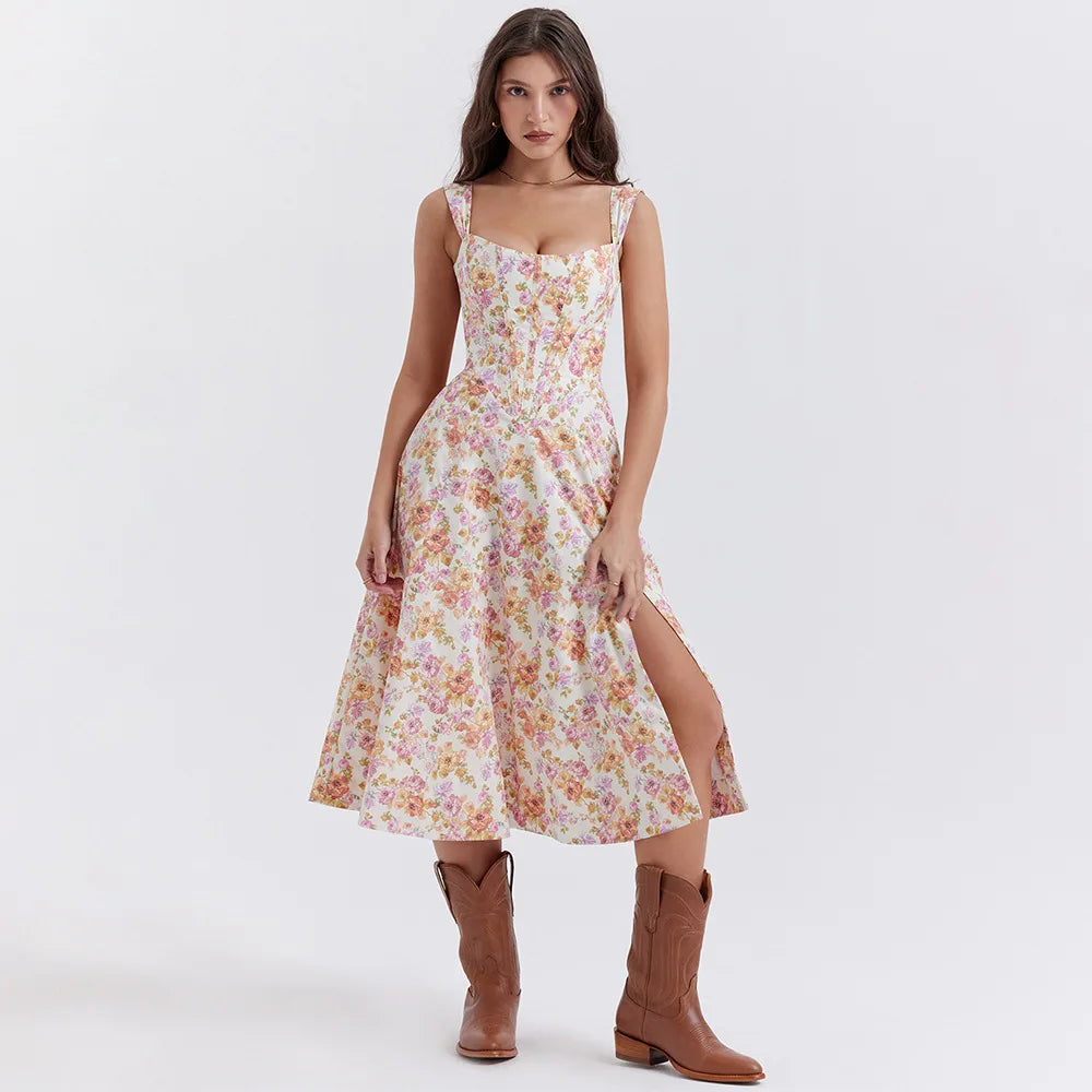 Suninheart Green Floral Vacation Dress