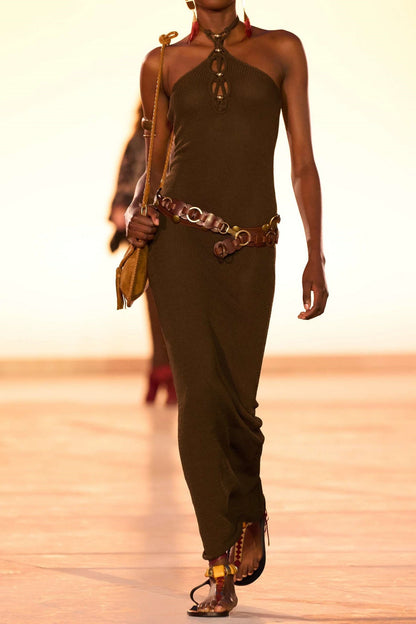 Svetla Halter Knitted  Maxi Dress