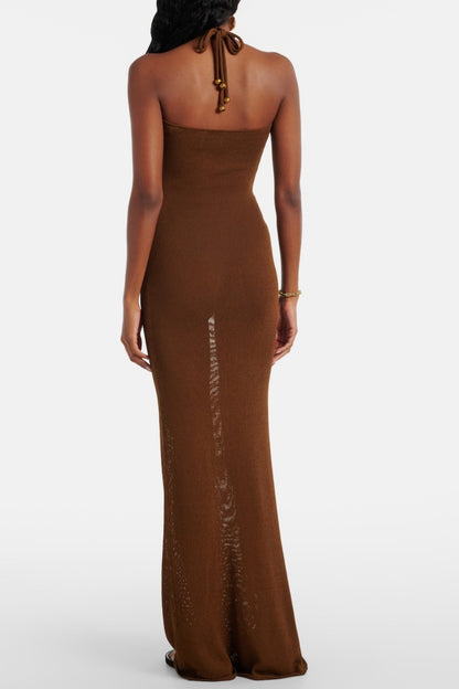 Svetla Halter Knitted  Maxi Dress