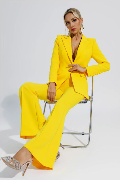 Sylvie Long Sleeve Blazer Set-Yellow