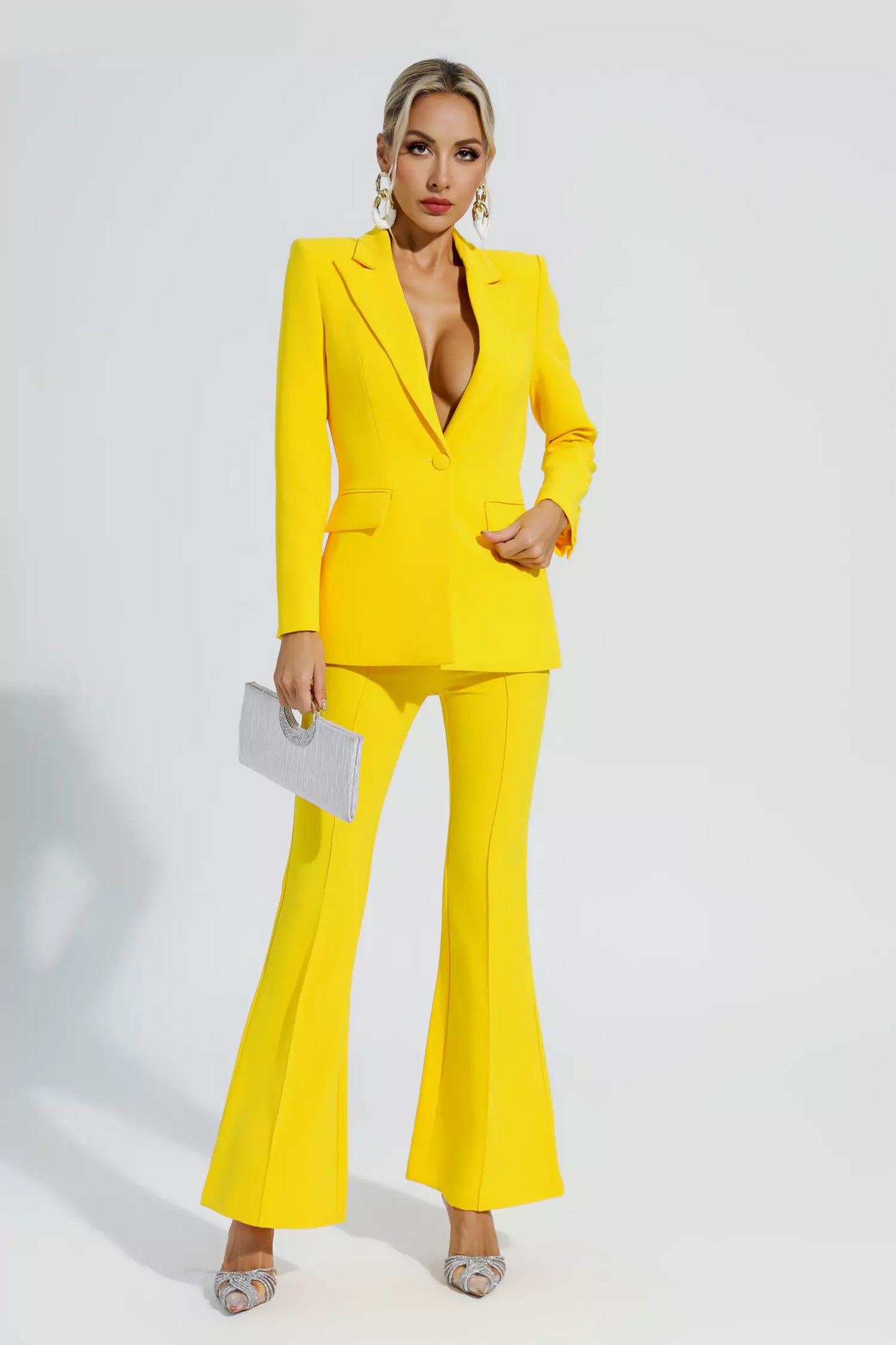 Sylvie Long Sleeve Blazer Set-Yellow