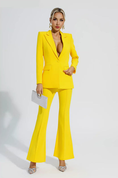 Sylvie Long Sleeve Blazer Set-Yellow