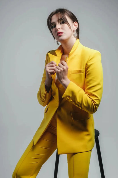 Sylvie Long Sleeve Blazer Set-Yellow