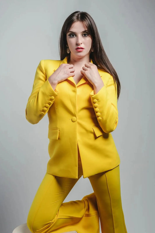 Sylvie Long Sleeve Blazer Set-Yellow