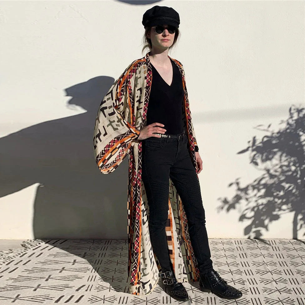 Cotton Floral Print Kimono Cover-up
