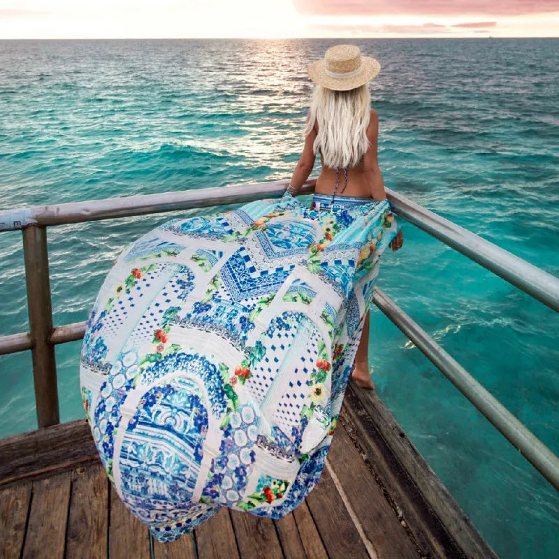 Chiffon Floral Print Long Sleeve Boho Cover up