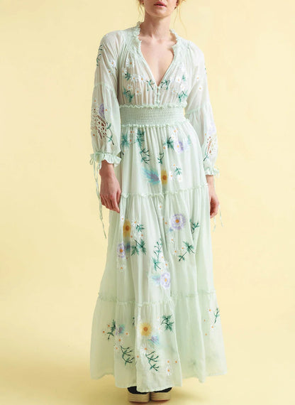 Deep V Long Sleeve Casual Dress