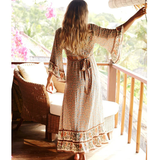 Boho Floral Print Maxi Dress