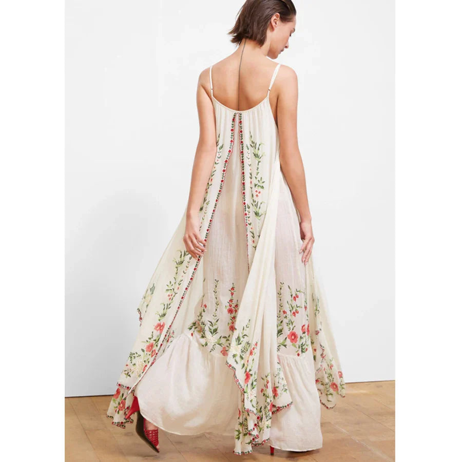 White Floral Embroidered Maxi Dress