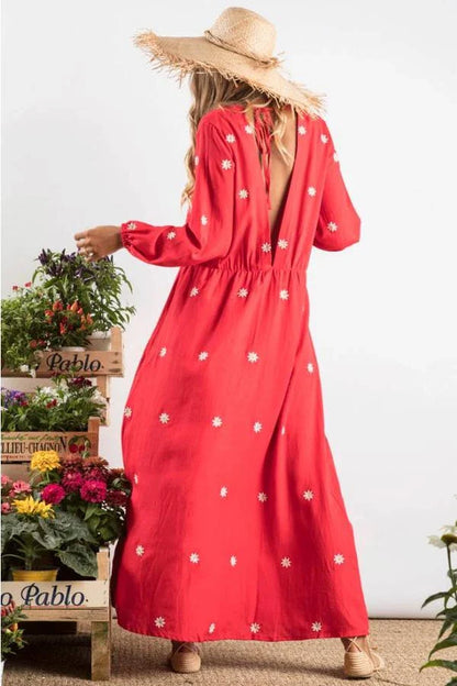 Red Cotton Maxi Dress
