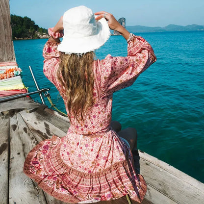 Cotton Floral Elastic Waist Skirt