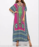 Maxi Kaftan Dress Rayon Ethnic Floral Print Beach Sundress