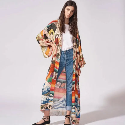 Summer Kimono Bikini Cover Up Boho Beach Chic Floral Print