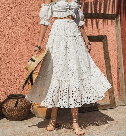Embroidery High Waist Boho Skirt