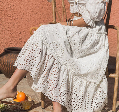 Embroidery High Waist Boho Skirt