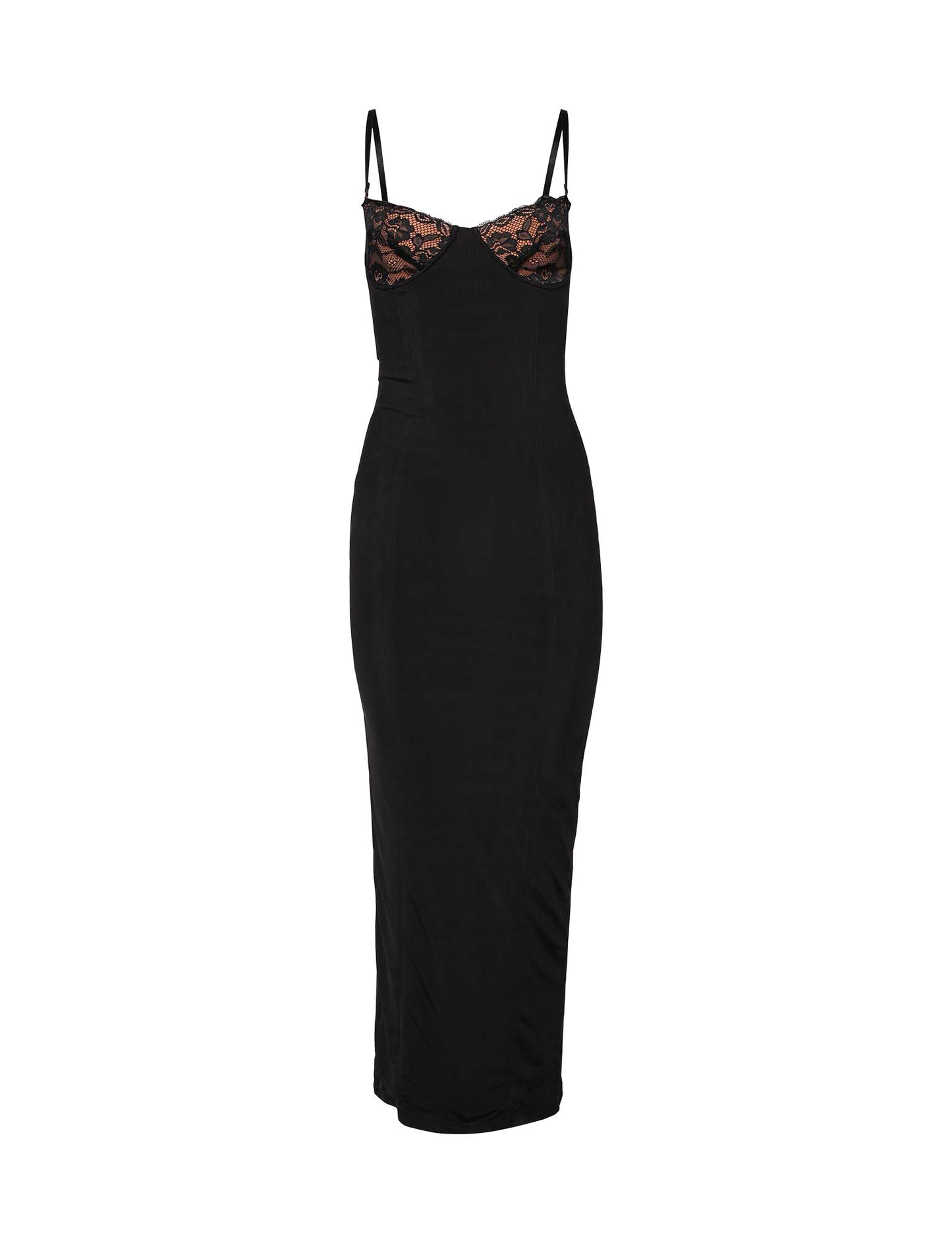 Sweetheart Lace Bust Spaghetti Strap Bodycon Maxi Dress