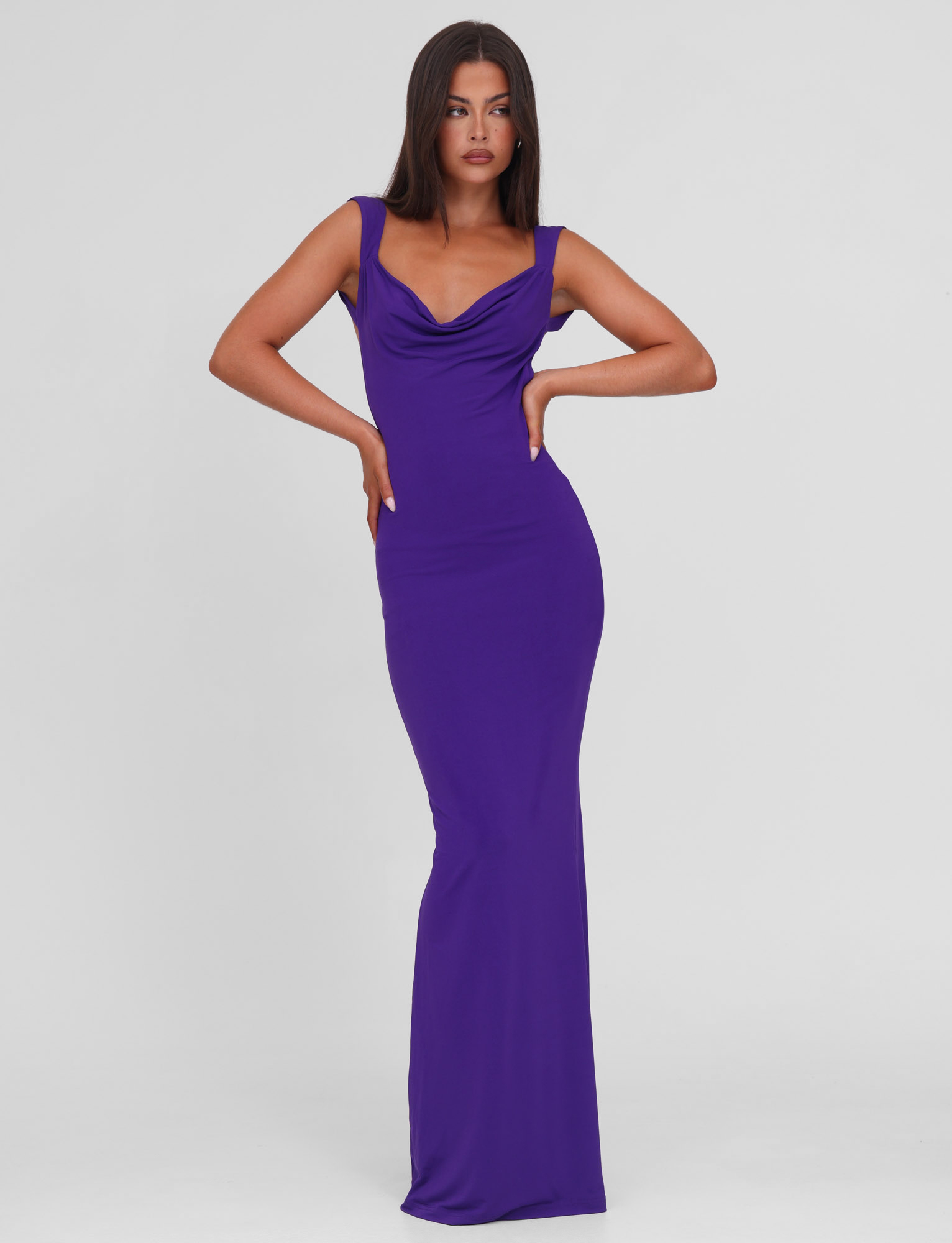 Open Back Oversized Bow Detail Column Maxi Dress