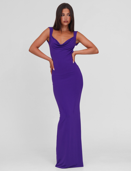 Open Back Oversized Bow Detail Column Maxi Dress