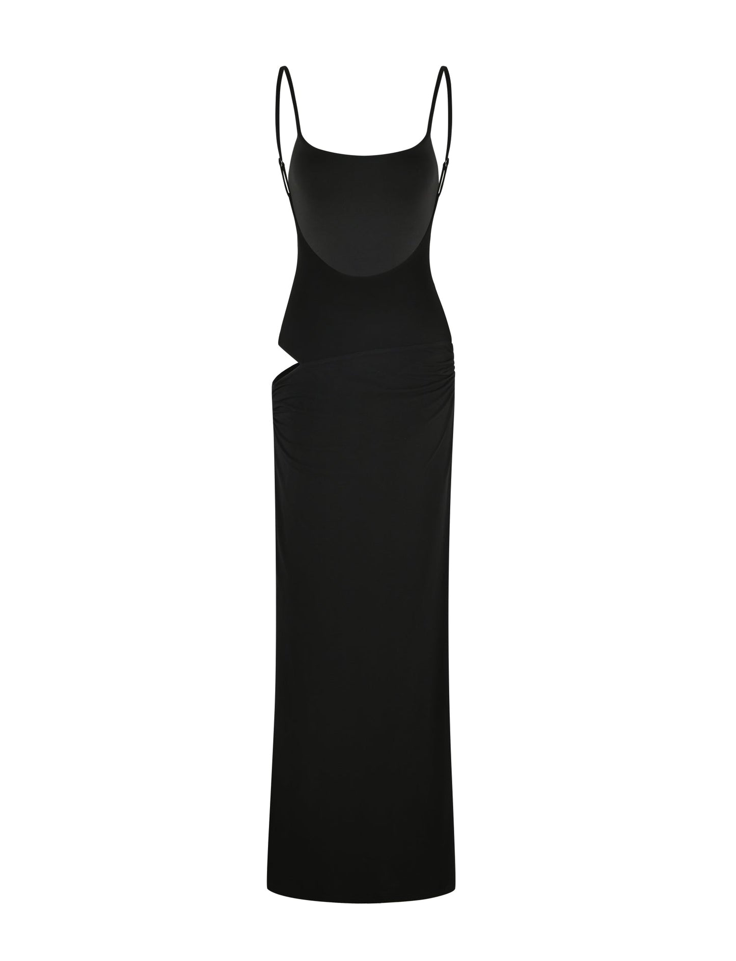 Scoop Neck Spaghetti Strap Waist Cutout Bodycon Maxi Dress