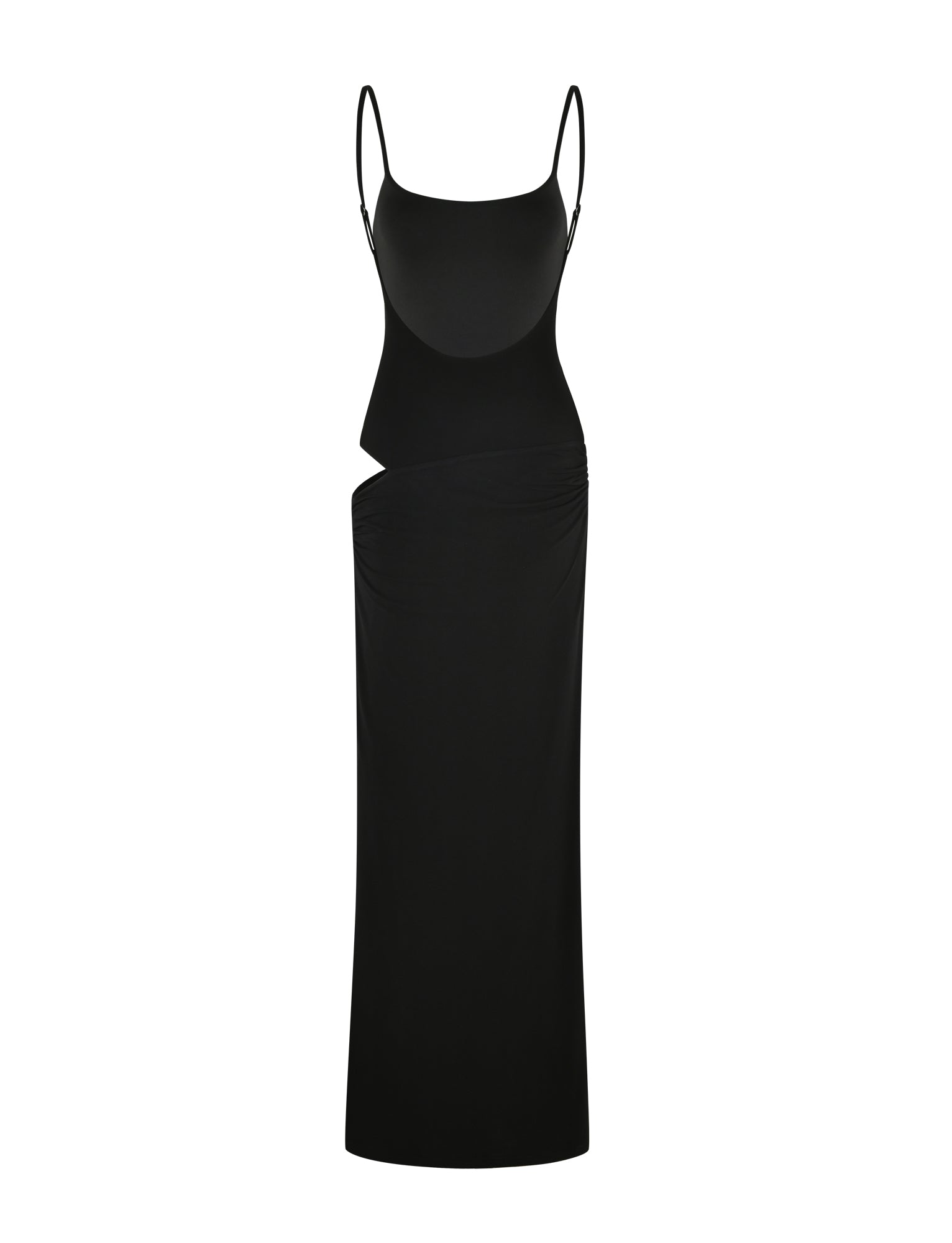 Scoop Neck Spaghetti Strap Waist Cutout Bodycon Maxi Dress