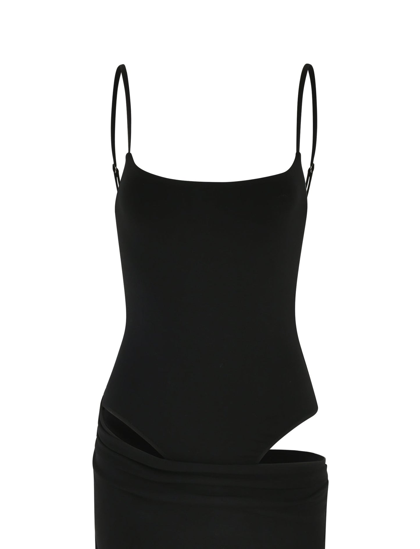 Scoop Neck Spaghetti Strap Waist Cutout Bodycon Maxi Dress