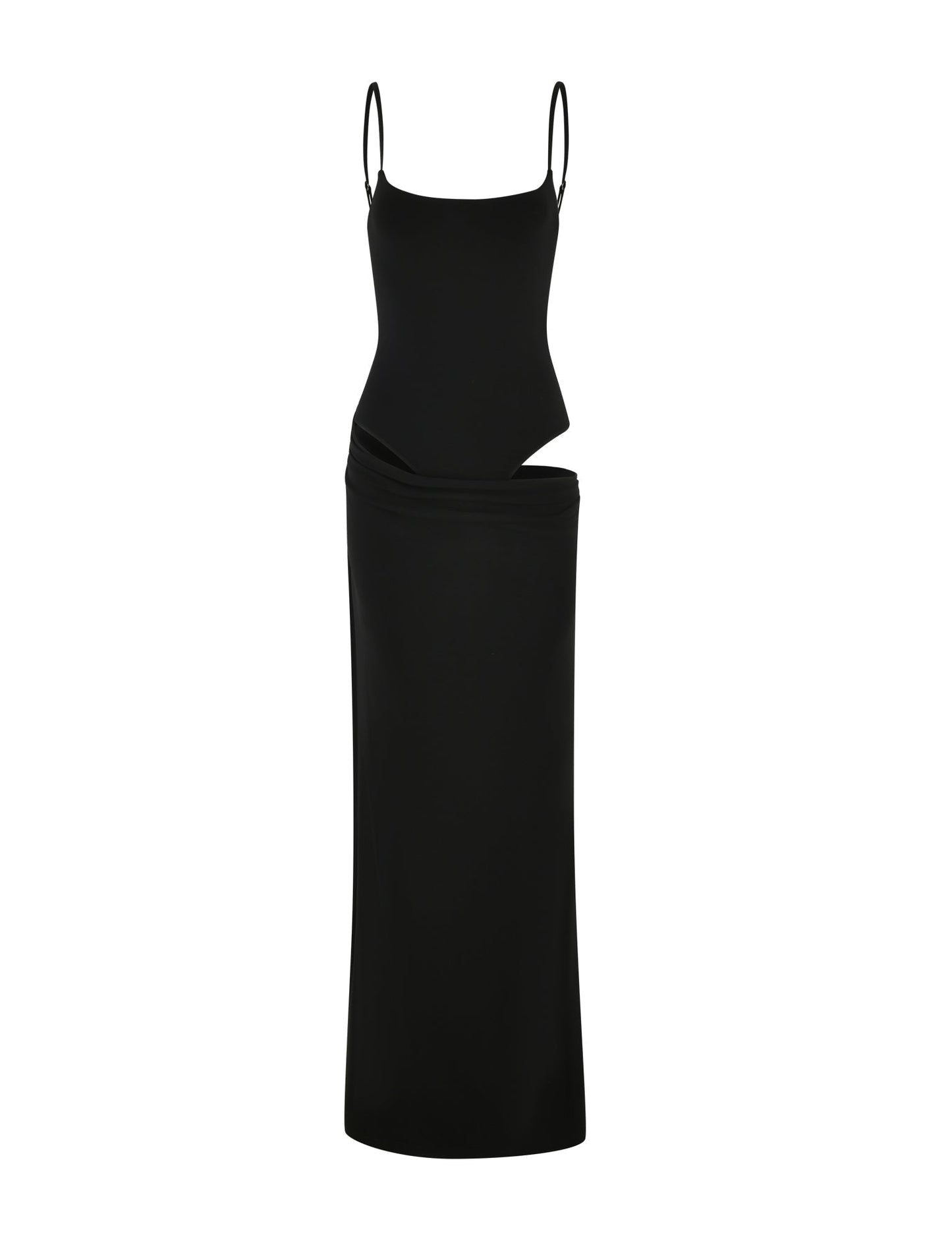 Scoop Neck Spaghetti Strap Waist Cutout Bodycon Maxi Dress
