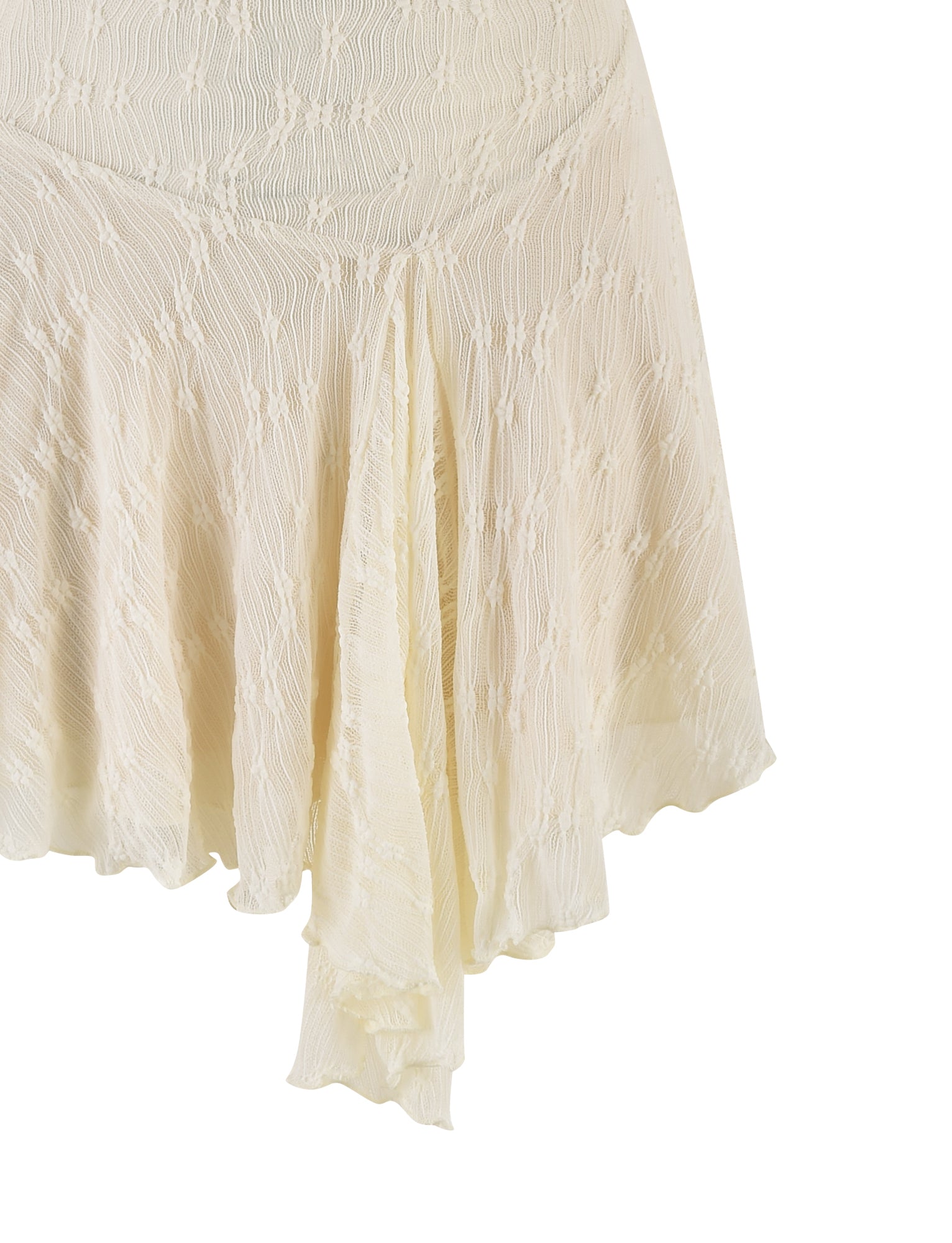 Halter Cowl Neck Drop Waist Ruffled Lace Burnout Mini Dress