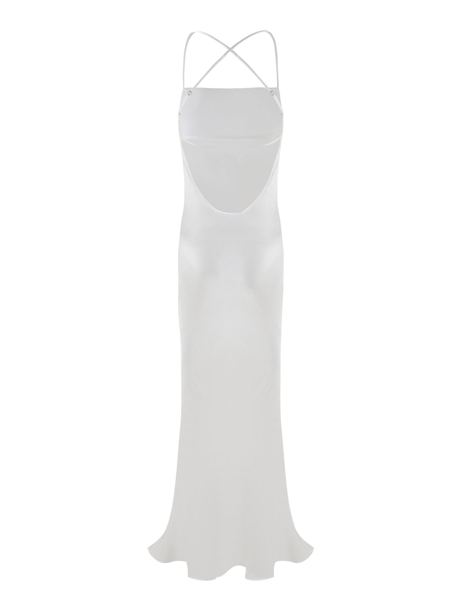 Spaghetti Strap Crisscross Back Sheer Shimmer Open Back Maxi Dress